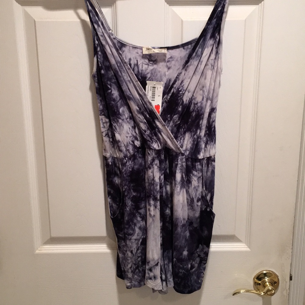 NWT Bear Dance Blue Tye dye romper with pockets